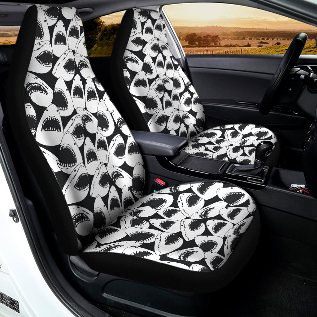 White And Grey Shark Pattern Print Universal Fit Car Seat Covers