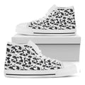 White And Grey Shark Pattern Print White High Top Sneakers