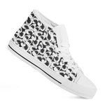 White And Grey Shark Pattern Print White High Top Shoes