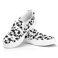 White And Grey Shark Pattern Print White Slip On Sneakers