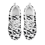 White And Grey Shark Pattern Print White Sneakers