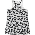 White And Grey Shark Pattern Print Women's Racerback Tank Top