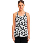 White And Grey Shark Pattern Print Women's Racerback Tank Top