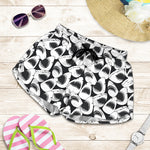 White And Grey Shark Pattern Print Women's Shorts