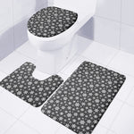 White And Grey Snowflake Pattern Print 3 Piece Bath Mat Set