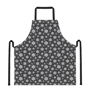 White And Grey Snowflake Pattern Print Apron