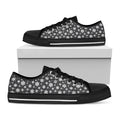 White And Grey Snowflake Pattern Print Black Low Top Sneakers