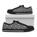 White And Grey Snowflake Pattern Print Black Low Top Shoes