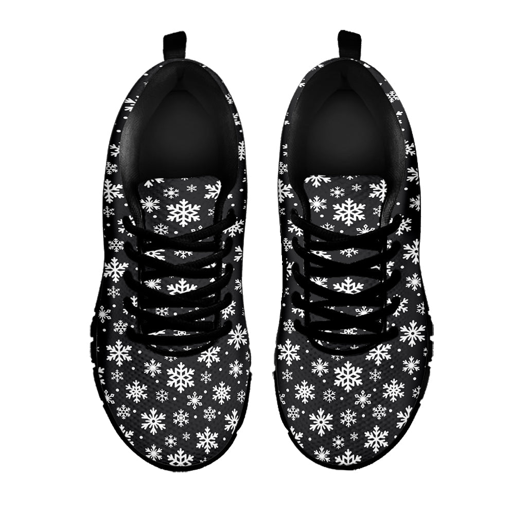 White And Grey Snowflake Pattern Print Black Sneakers