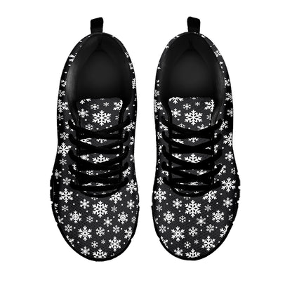 White And Grey Snowflake Pattern Print Black Sneakers