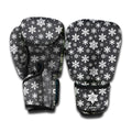 White And Grey Snowflake Pattern Print Boxing Gloves
