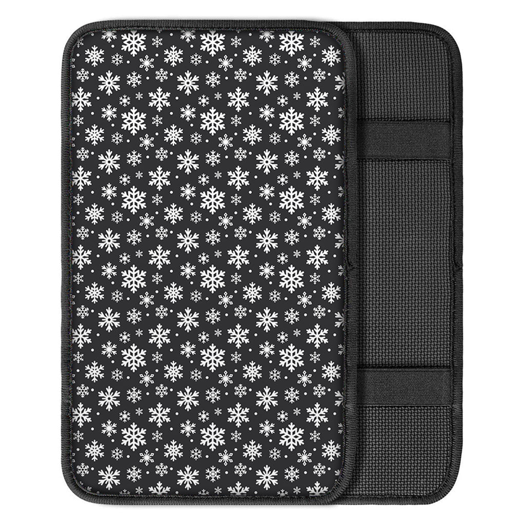 White And Grey Snowflake Pattern Print Car Center Console Cover
