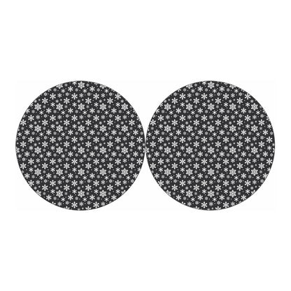 White And Grey Snowflake Pattern Print Car Coasters