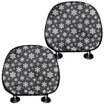 White And Grey Snowflake Pattern Print Car Headrest Covers