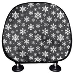 White And Grey Snowflake Pattern Print Car Headrest Covers
