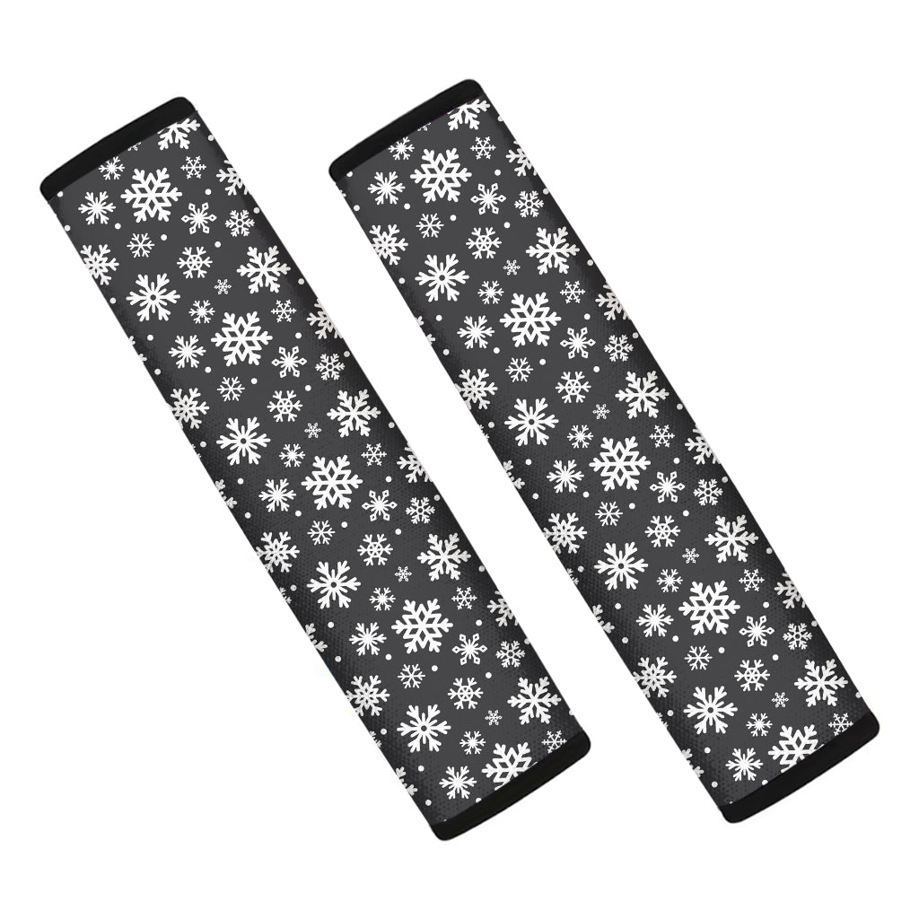 White And Grey Snowflake Pattern Print Car Seat Belt Covers