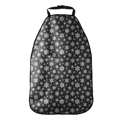 White And Grey Snowflake Pattern Print Car Seat Organizers