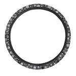 White And Grey Snowflake Pattern Print Car Steering Wheel Cover