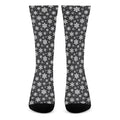White And Grey Snowflake Pattern Print Crew Socks