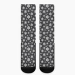 White And Grey Snowflake Pattern Print Crew Socks