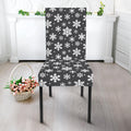 White And Grey Snowflake Pattern Print Dining Chair Slipcover