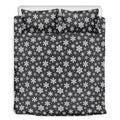 White And Grey Snowflake Pattern Print Duvet Cover Bedding Set