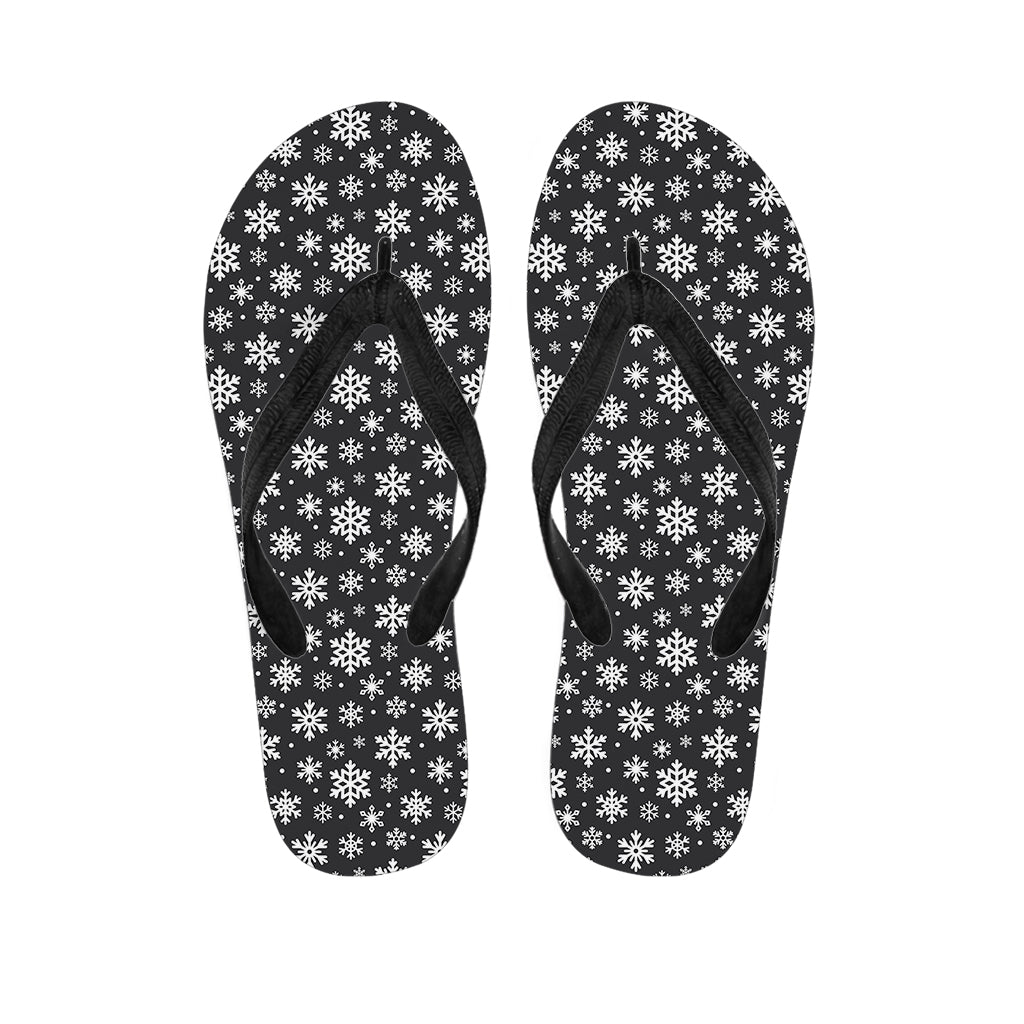 White And Grey Snowflake Pattern Print Flip Flops