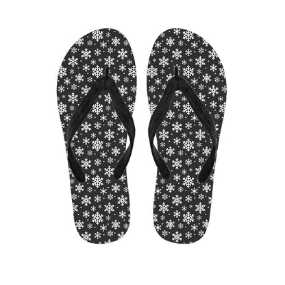 White And Grey Snowflake Pattern Print Flip Flops