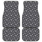 White And Grey Snowflake Pattern Print Front and Back Car Floor Mats