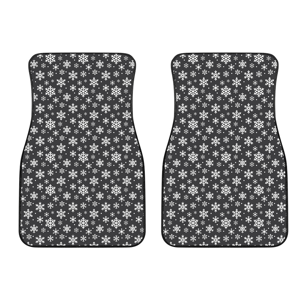 White And Grey Snowflake Pattern Print Front Car Floor Mats