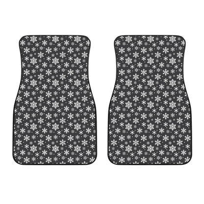 White And Grey Snowflake Pattern Print Front Car Floor Mats