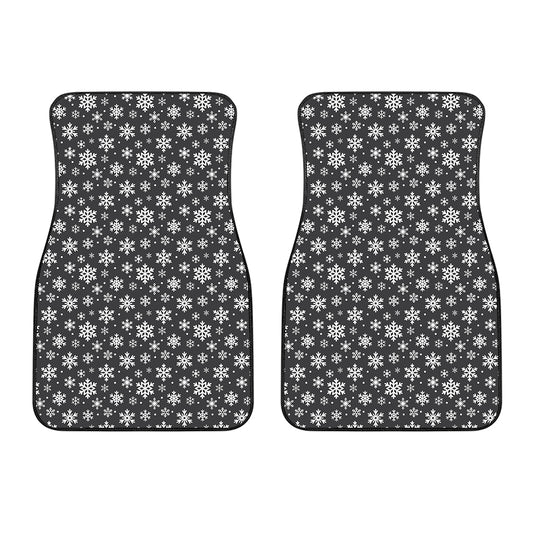 White And Grey Snowflake Pattern Print Front Car Floor Mats