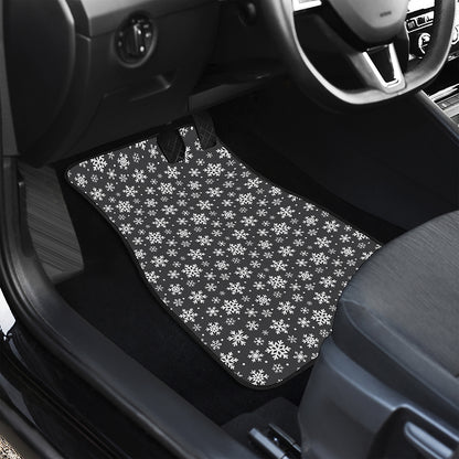 White And Grey Snowflake Pattern Print Front Car Floor Mats