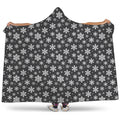 White And Grey Snowflake Pattern Print Hooded Blanket