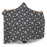 White And Grey Snowflake Pattern Print Hooded Blanket