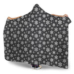 White And Grey Snowflake Pattern Print Hooded Blanket