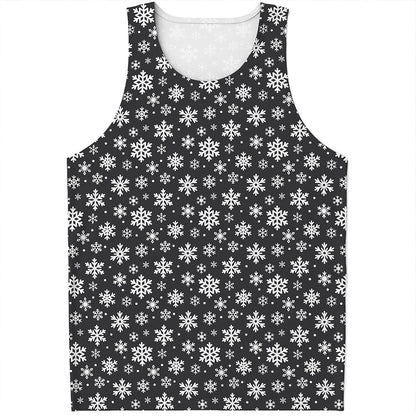 White And Grey Snowflake Pattern Print Men's Tank Top