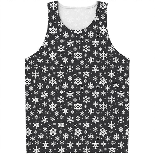 White And Grey Snowflake Pattern Print Men's Tank Top