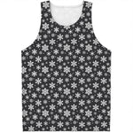 White And Grey Snowflake Pattern Print Men's Tank Top