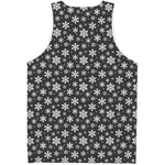 White And Grey Snowflake Pattern Print Men's Tank Top
