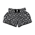 White And Grey Snowflake Pattern Print Muay Thai Boxing Shorts