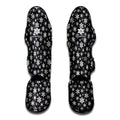 White And Grey Snowflake Pattern Print Muay Thai Shin Guards