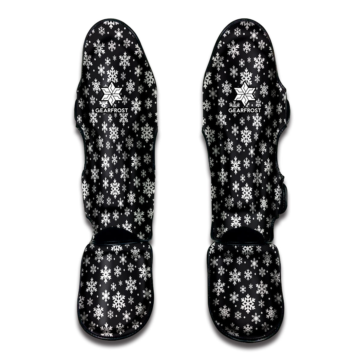 White And Grey Snowflake Pattern Print Muay Thai Shin Guard