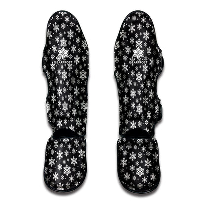 White And Grey Snowflake Pattern Print Muay Thai Shin Guard