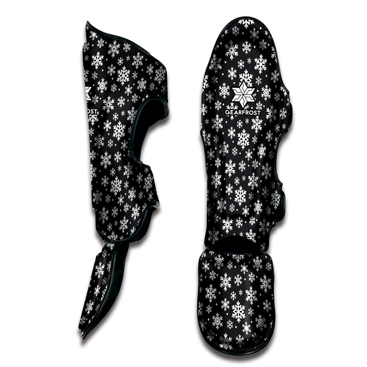 White And Grey Snowflake Pattern Print Muay Thai Shin Guard