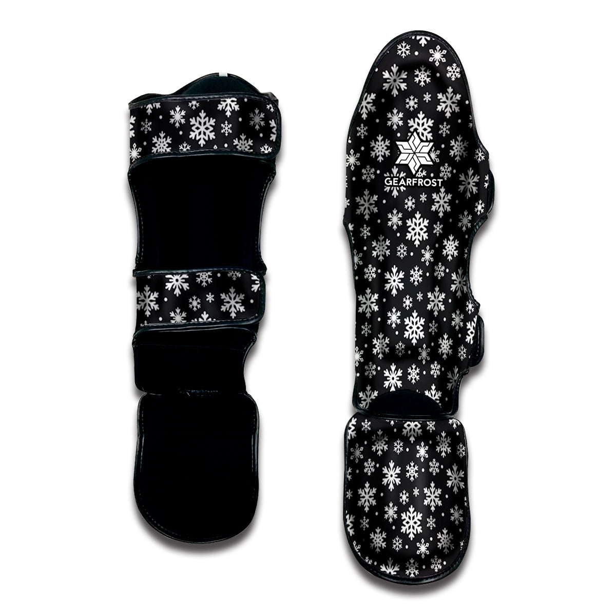 White And Grey Snowflake Pattern Print Muay Thai Shin Guard