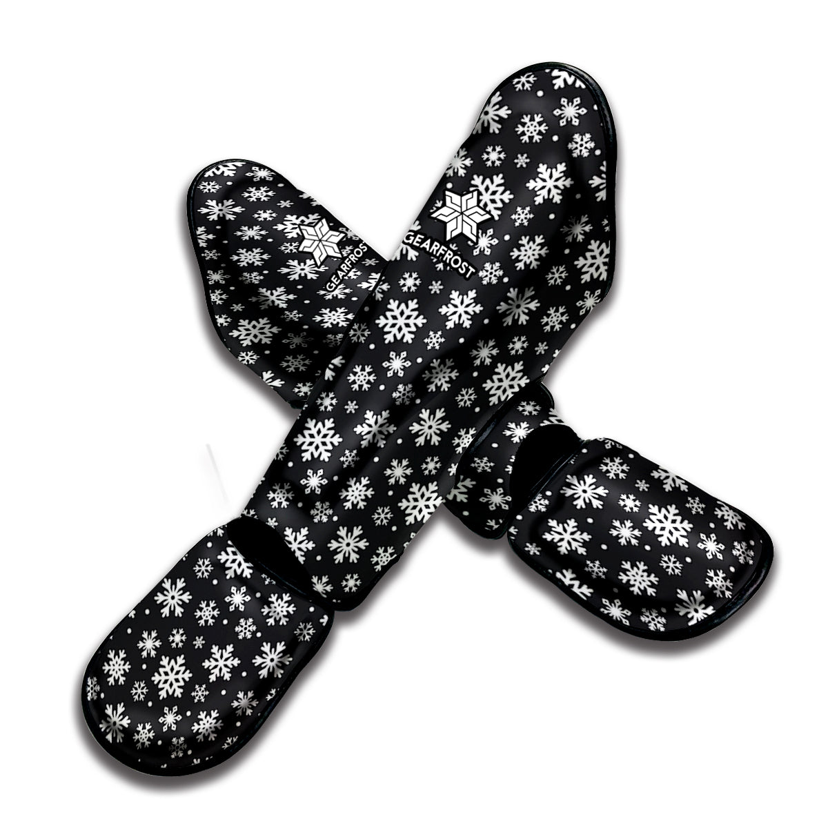 White And Grey Snowflake Pattern Print Muay Thai Shin Guard