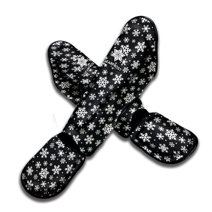 White And Grey Snowflake Pattern Print Muay Thai Shin Guard