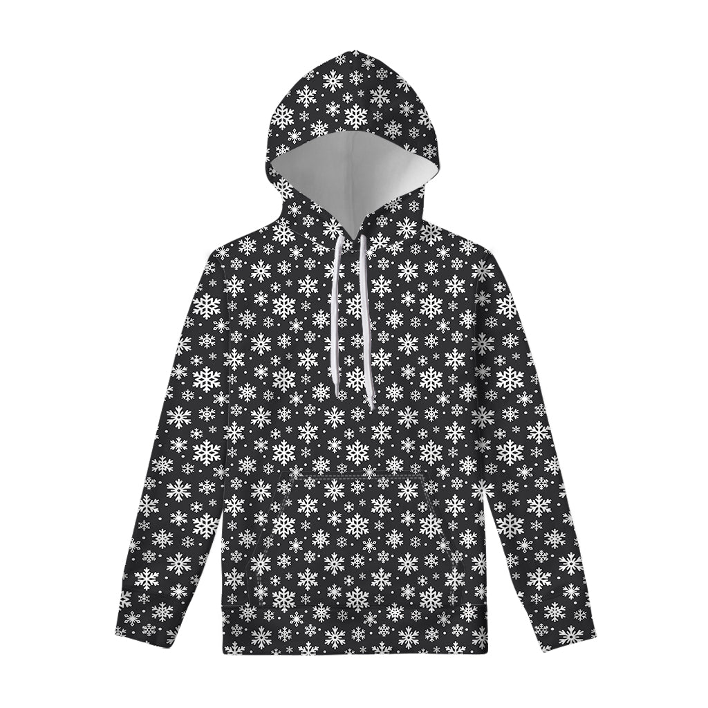 White And Grey Snowflake Pattern Print Pullover Hoodie