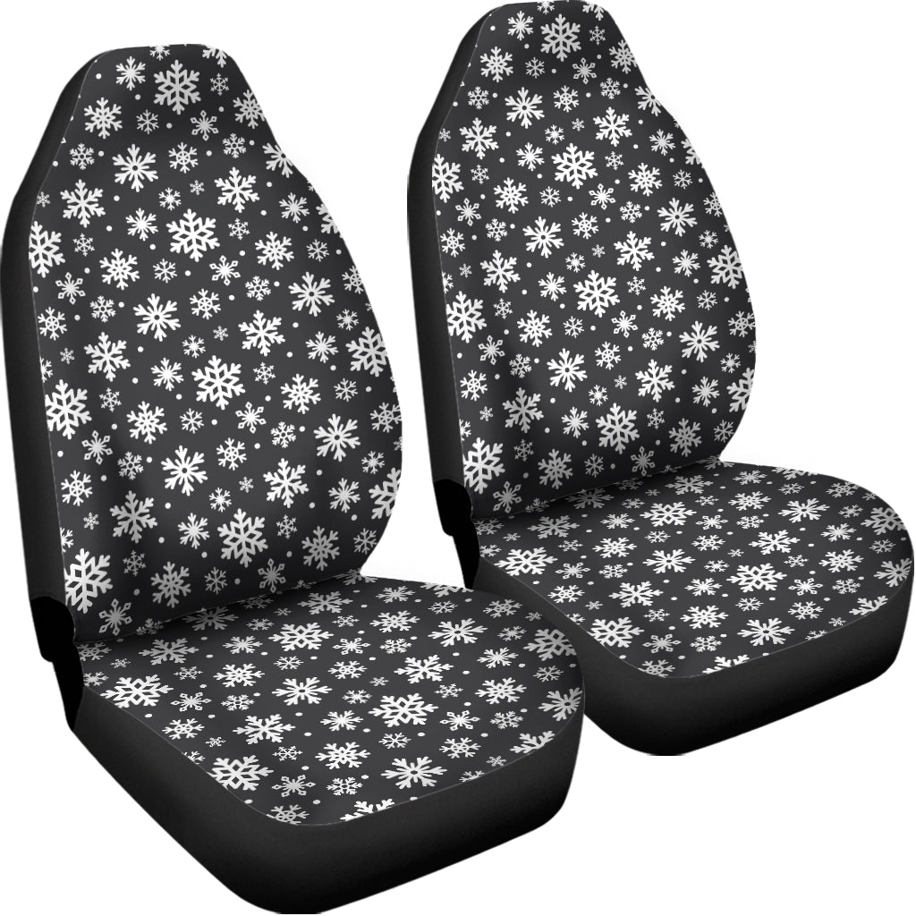 White And Grey Snowflake Pattern Print Universal Fit Car Seat Covers